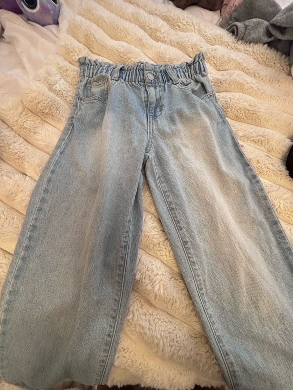 Cat & Jack Light Blue Paperbag Wide-Leg Jeans